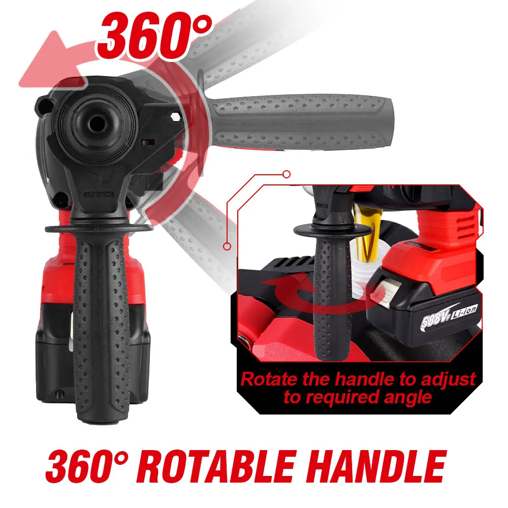 ONEVAN 2000W Brushless Electric Rotary Hammer Drill 10600BPM Cordless Multifunctional Hammer Impact Drill Set For Makita Battery 3