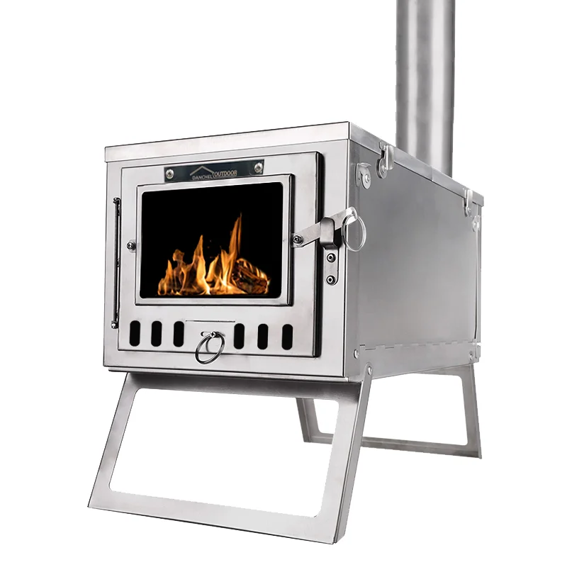 DANCHEL OUTDOOR New Titanium Alloy Folding camping stove with 6cm/2.2m pipe  oven for sale - AliExpress