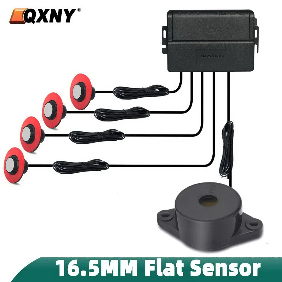 Flush Mount 4 Probe Reverse Parking Sensor Adjustable Depth Bumper Backup Radar System with Distance Alert Aid