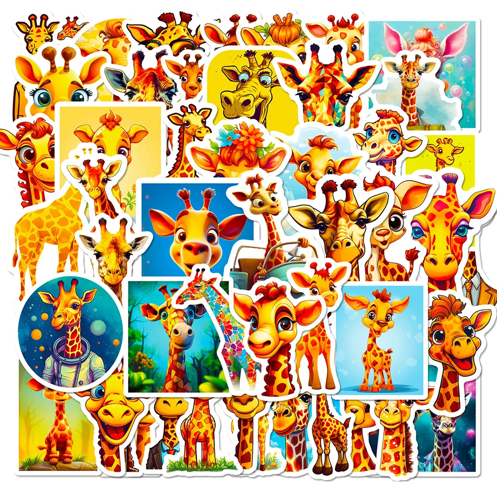 

10/30/50PCS Cute Giraffe Animal Cartoon Sticker DIY Phone Laptop Luggage Skateboard Graffiti Decals Fun for Kid Gift