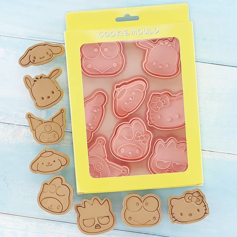 

8Pcs Sanrio Kawaii Hello Kitty Anime Biscuit Mold Cute Sweet Cinnamoroll My Melody Cartoon Kitchenware Lovely Kuromi Baking Tool