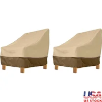 Water Resistant Patio Lounge Chair Covers 38 Inch Deep Seated Furniture Cover Pack of 2 Elastic Hem Cord Straps Durable Woven 1