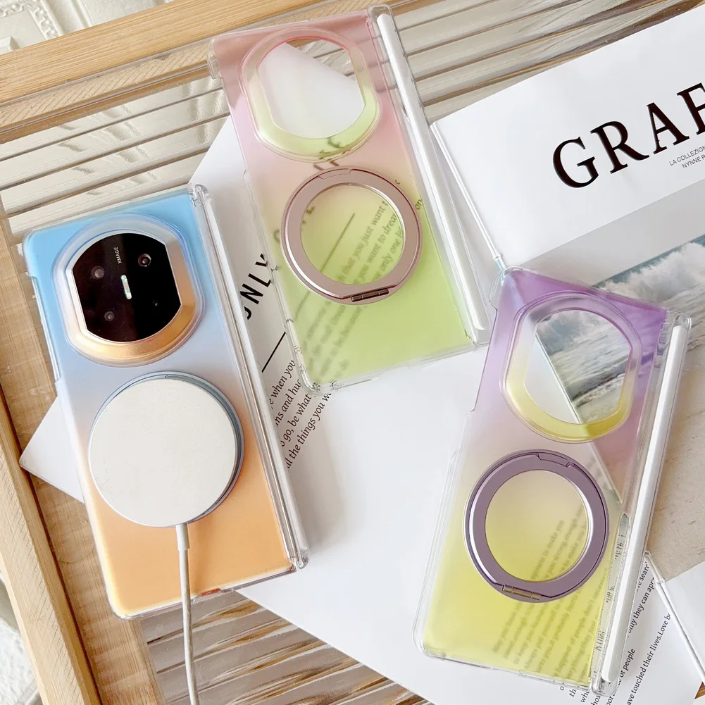 Magnetic Gradient Metal Ring Case With Rotating Stand For Huawei_voghion.com