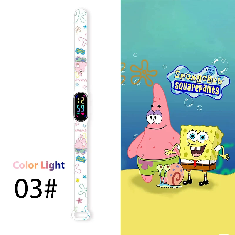 Cartoon SpongeBob Children Watches LED Square Anime Kids Watch Toy Touch Bracelet Waterproof Electronic intelligent Clock Gift 3