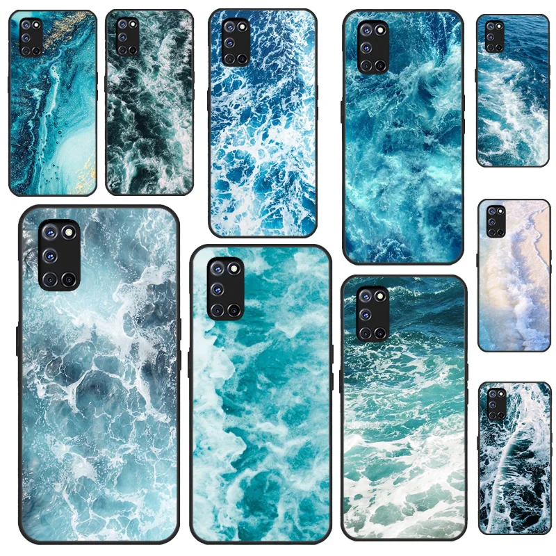 Blue Sea Ocean Waves Per Oppo A9 A5 A31 A53 2020 Trova X2 X3 Pro Reno 2 Z A1K A3S A5S A15 A52 A72 A83 A91 Custodia