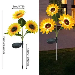 Solar Sunflower LED Garden Lights - Waterproof Outdoor Pathway and Lawn Decor (3head)