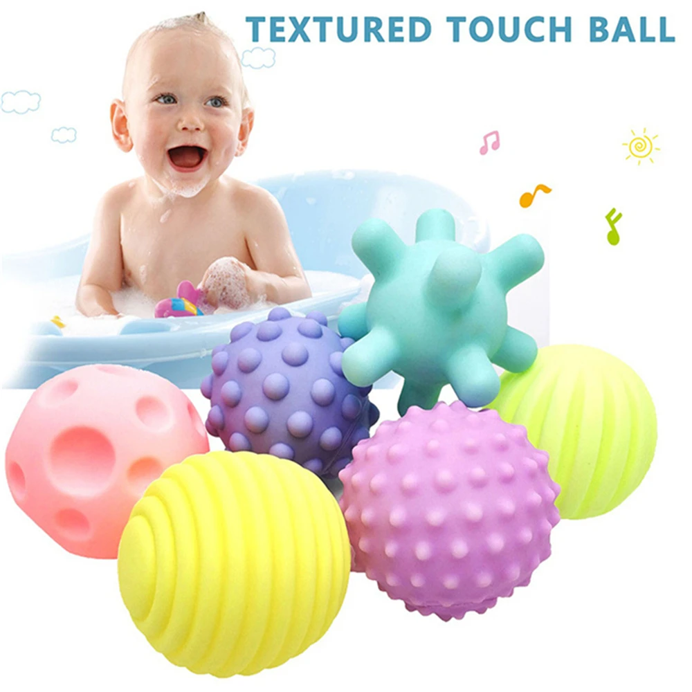 

6PCS Baby Bath Toy Sensory Balls Set Textured Hand Touch Grasp Massage Ball Infant Tactile Senses Development Toys for Babies