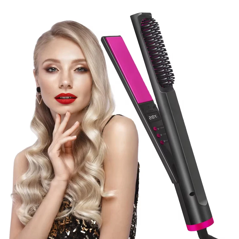 Hot Selling 3-In-1 Hair Straightener Comb Portable Ceramic Coating Hair Straightener Brush Salon Professional Styling Tool