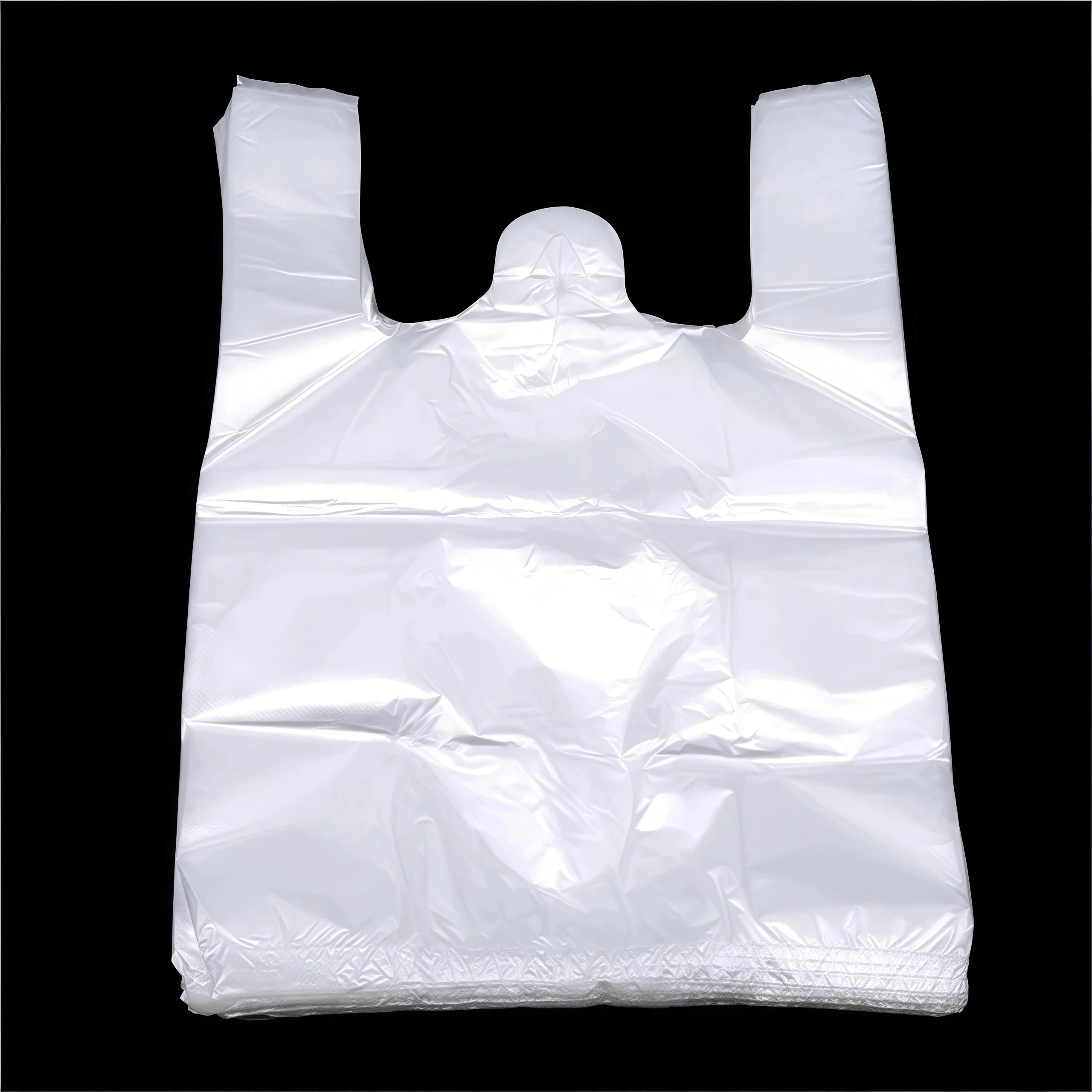 50/100/200pcs plastic bag with handle, transparent reusable supermarket shopping bag, suitable for small business, restaurant