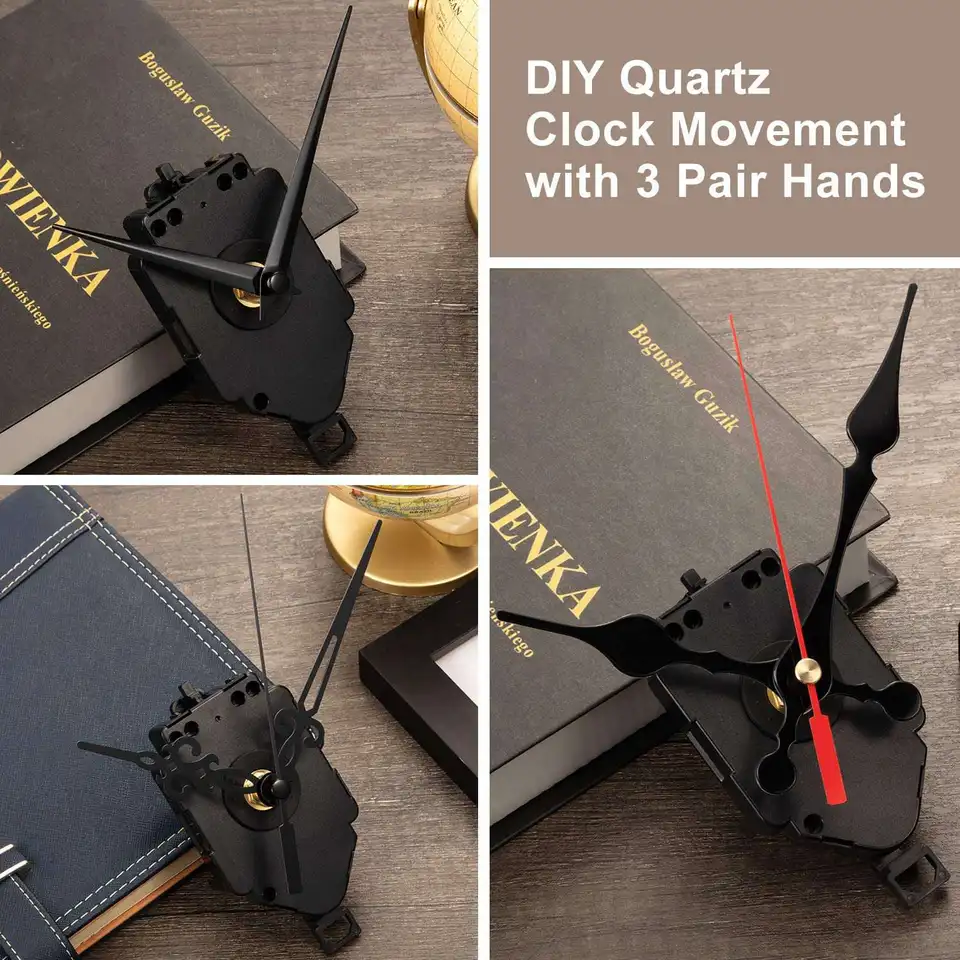 Kit Mécanisme Horloge Quartz Avec Pendule - Mouvement Oscillant, Aiguilles Noires - Pour Réparation Ou Création Horloge Murale DIY