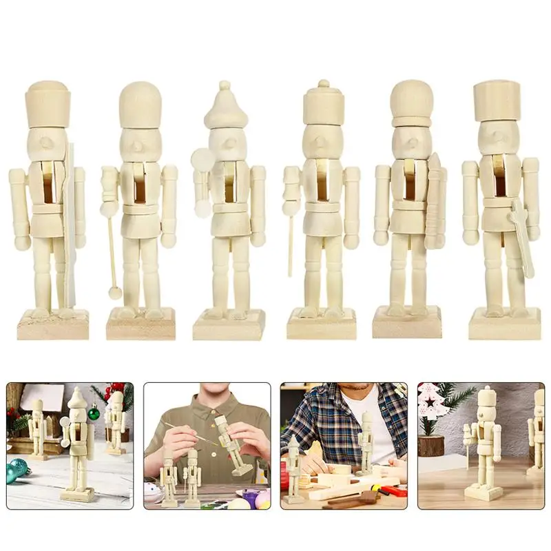 

12pcs Home Nutcracker Decors Wood Nutcracker Decor Decorative Wooden Nutcracker DIY Decoration for Lover Families Christmas
