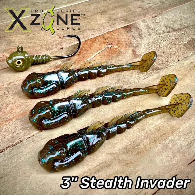 XZONE 6Pcs/Bag 3inch 7.6cm Slow Sinking Stealth Invader Soft