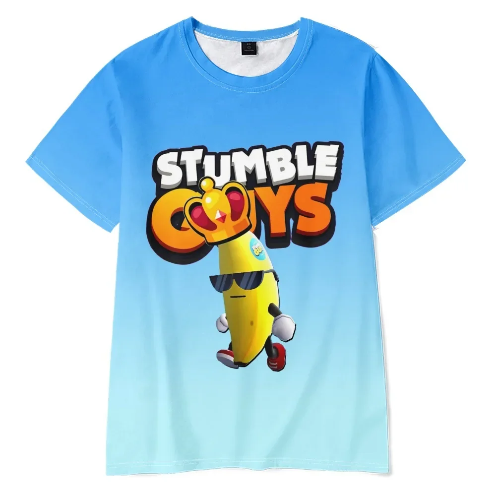 

2023 New Stumble Guys Collision Party Loose Kids Tops Round Neck Students Comfortable Short Sleeves Casual T-Shirts