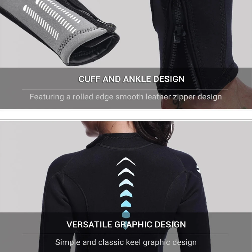 3MM Neoprene Wetsuit Men Women Front Zipper Diving Suit for Surf Scuba Diving Snorkeling
