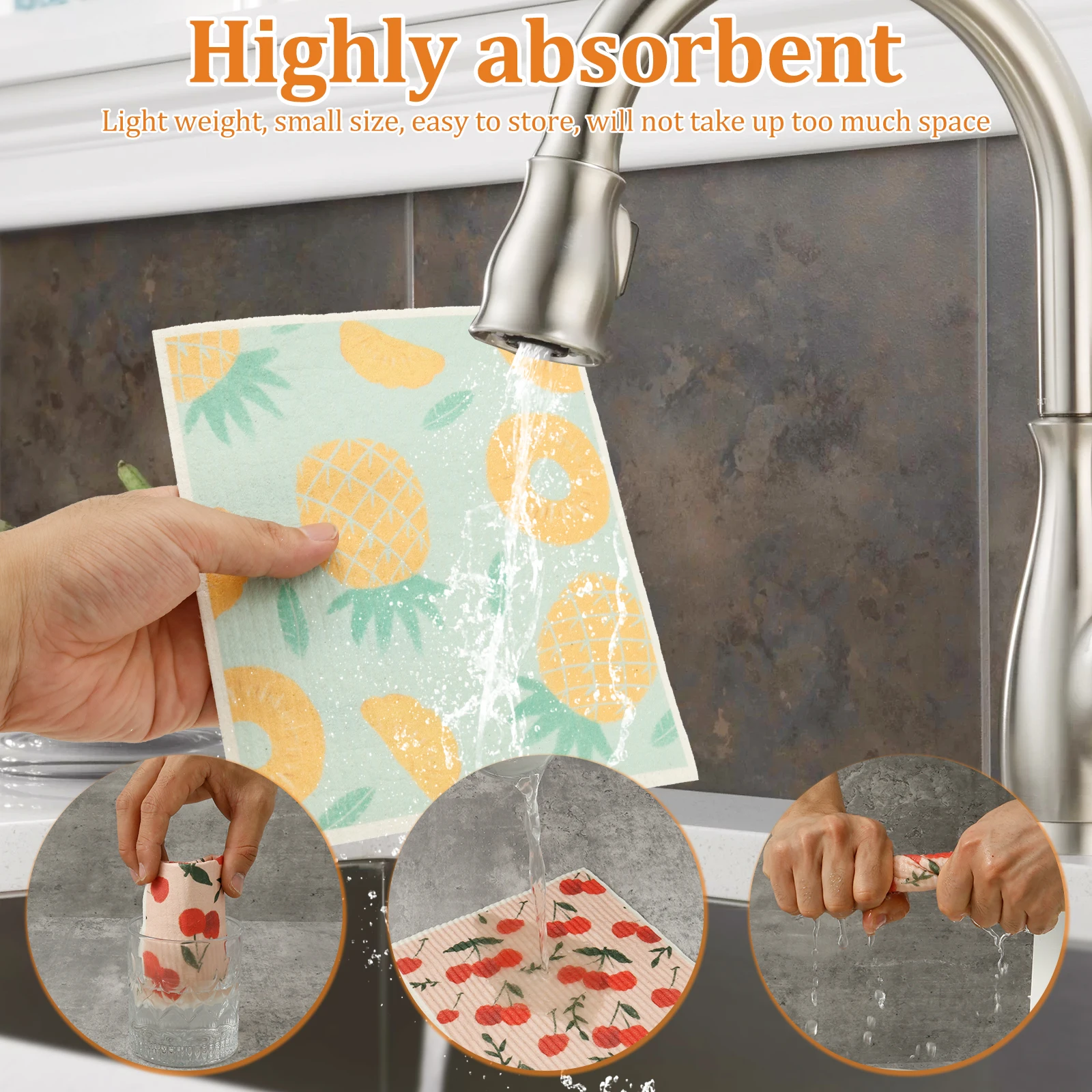 Absorbent Cellulose Dish Towels for Kitchen Cleaning