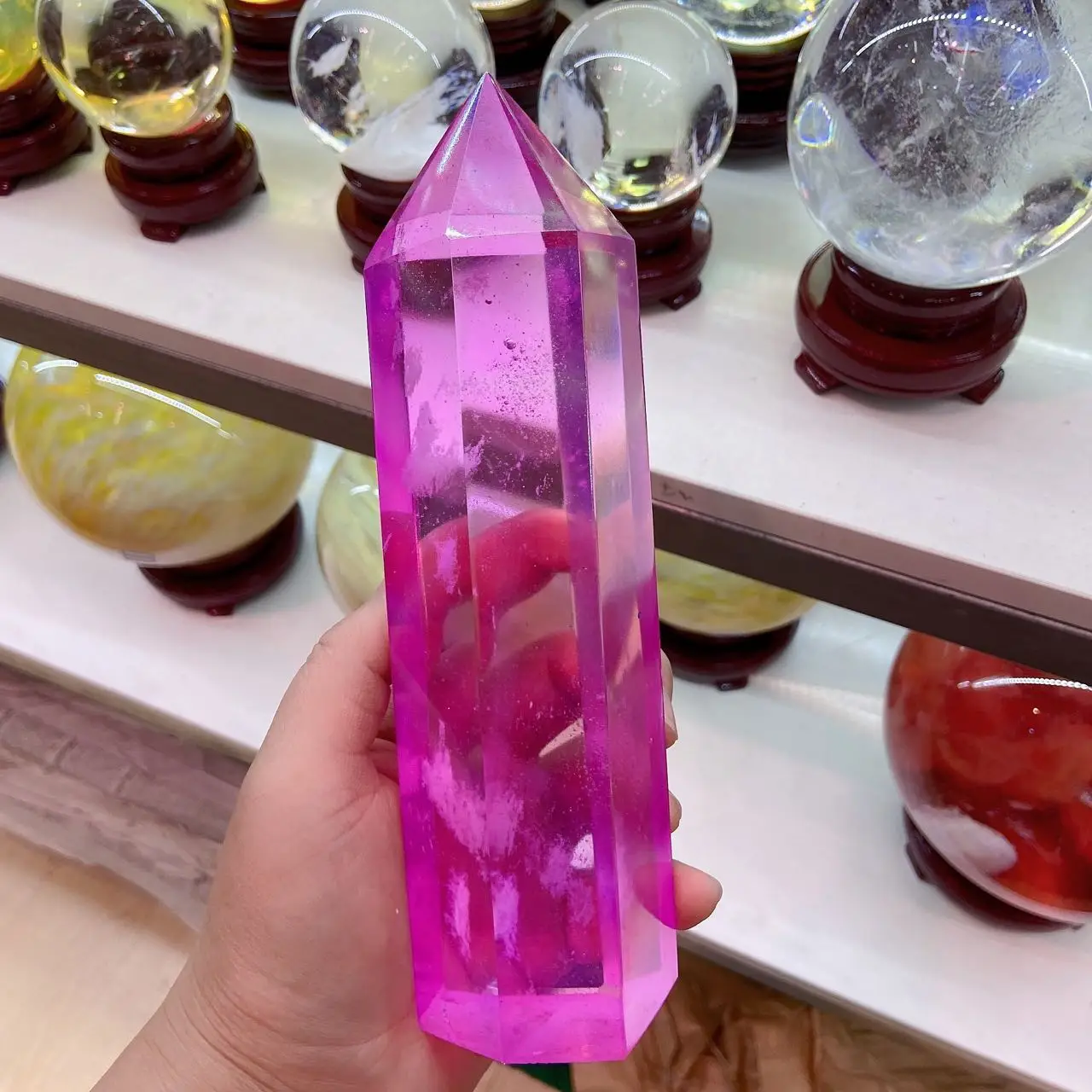 

Baguette de galvanoplastie en Quartz clair violet naturel Aura, Point de cristal, pierre de guérison, énergie, décoration de la