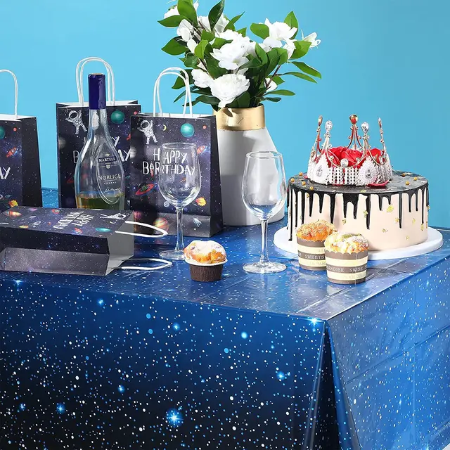 50Pcs Starry Galaxy Party Plates - 9" Space & 7" Star Dessert Plates For Outer Space Theme Birthday