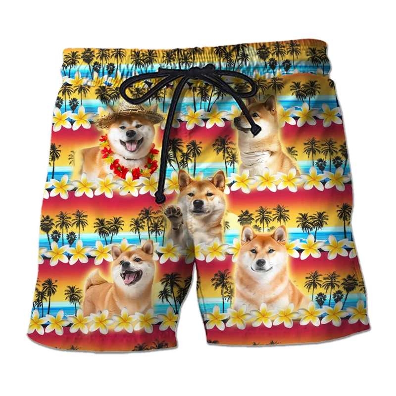 Funny Shiba Inu Graphic Beach Short Fashion Summer 3D Cute Dog Printed Holiday Vacation Swim Trunks Loose Streetwear Short Pants 5