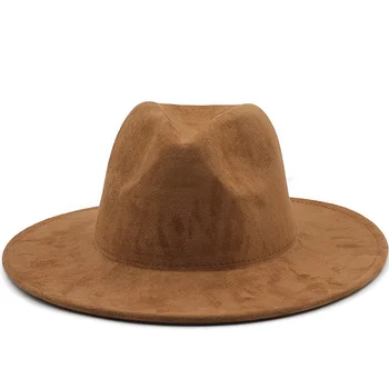 Simple Fedora Hat Men Women Suede Imitation Winter Felt Hats Fashion Khaki Top Jazz Hat Fedoras Chapeau Sombrero Mujer 1