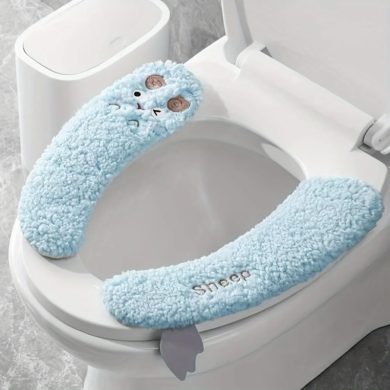 Thickened Plush Sterile Toilet Seat Cover 1 pair adhesive hand washable polyester suitable for all seasons