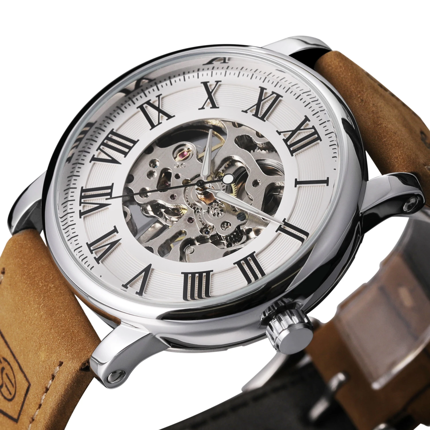 Luxury Skeleton Mechanical Watch For Men With Leather Strap_voghion.com