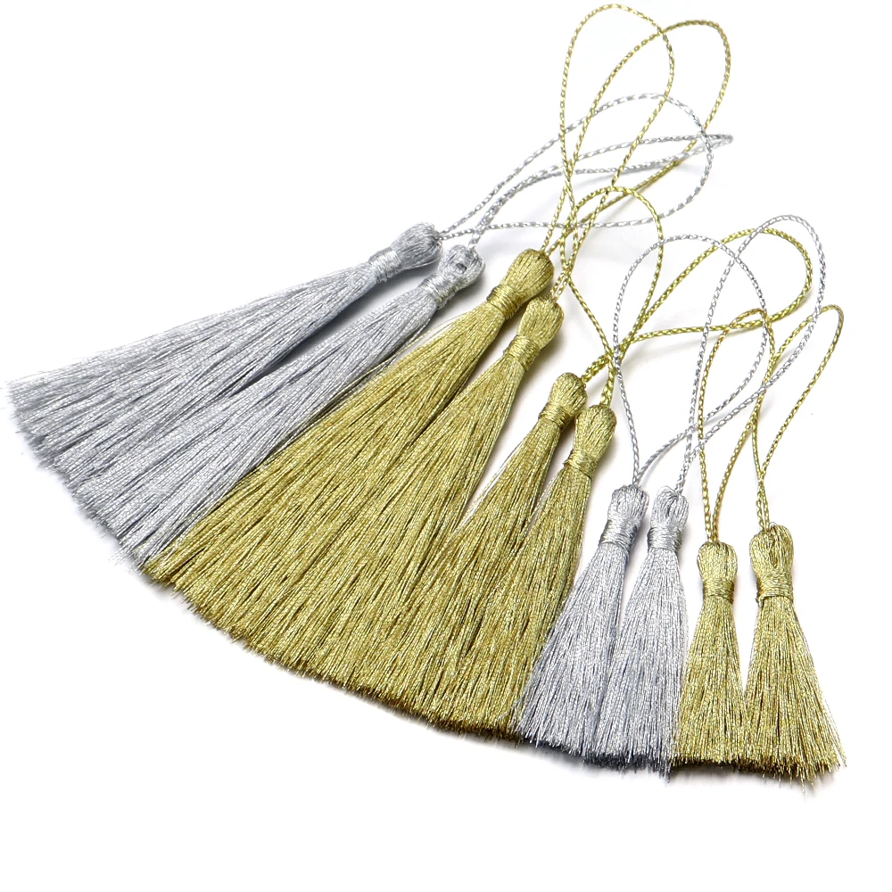 30 pcs/Pack Gold Silver Color Tassels Polyester Silky Fringes with Cord Loops for DIY Bookmark Jewelry Craft Handmade Materials tassel fringe mini tassels bookmark tassels silky floss tassels leather tassels fluorescent tassels tassel accessories tassel decoration