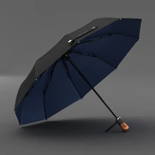  Xiaomi New Luxury Automatic Large Umbrella Men's Business Windproof 10K Folding Golf Sun Umbrella Wooden Handle Outdoor UV Prote 