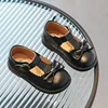 Girl Princess Shoes Cut-outs Children's Flats Black Beige Versatile Kids Fashion Causal Leather Shoes Solid Color Soft Bottom 2