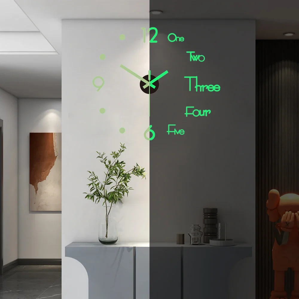 DIY Digital Wall Clock 3D Luminous Frameless Acrylic Clock Wall Stickers Mute for Living Room Bedroom Office Decor wall clock 3d wall clock led digital clock 3d number wall clock