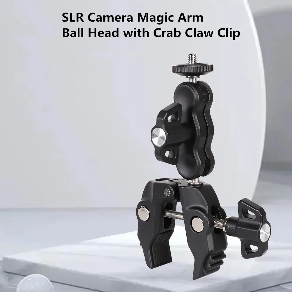 

with 1/4" 3/8" Hole Camera Crab Clamp 360° Ball Head Anti Slip Foot Mats Camera Magic Super Clamp Metal Large Size