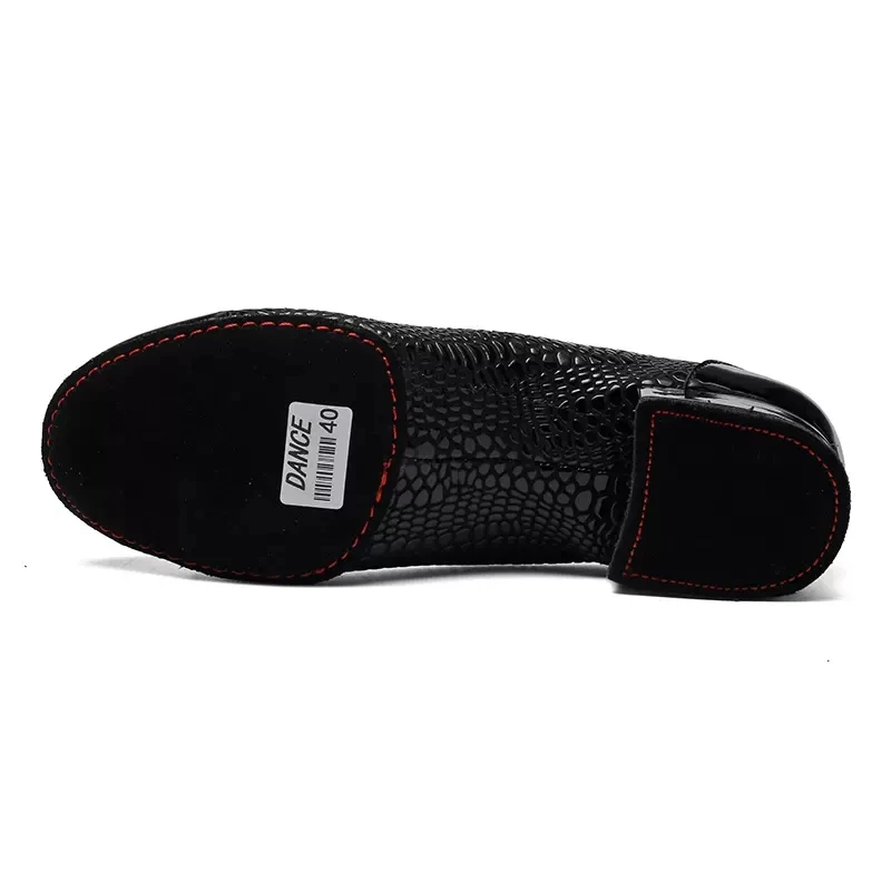 Men Modern Dance Shoes Bright Leather Soft Sole Latin Dance Shoes Adult Professional Ballroom Dance Waltz Social Sneakers