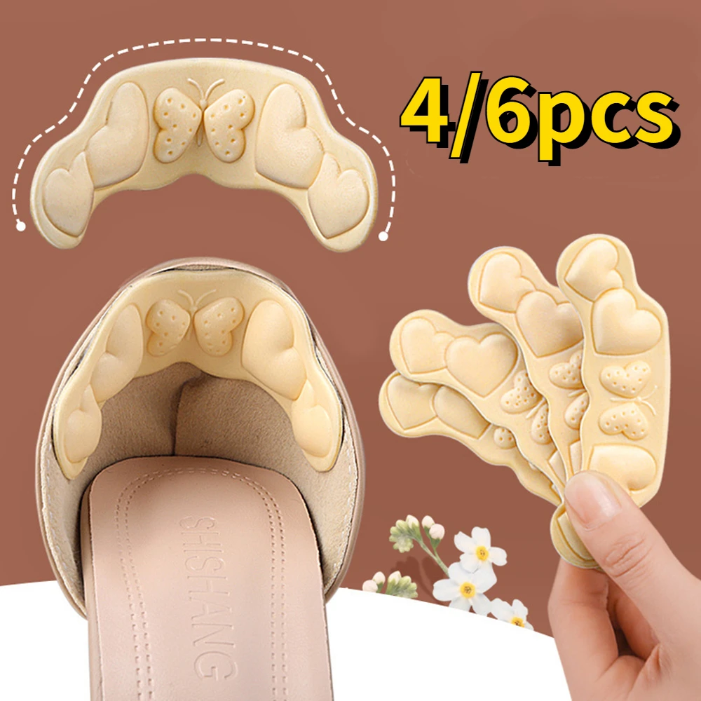 

4/6pcs Insoles Patch Heel Pads Sport Shoes Adjustable Size Pain Relief Antiwear Heel Pad Protector Back Sticker Cushion Insole