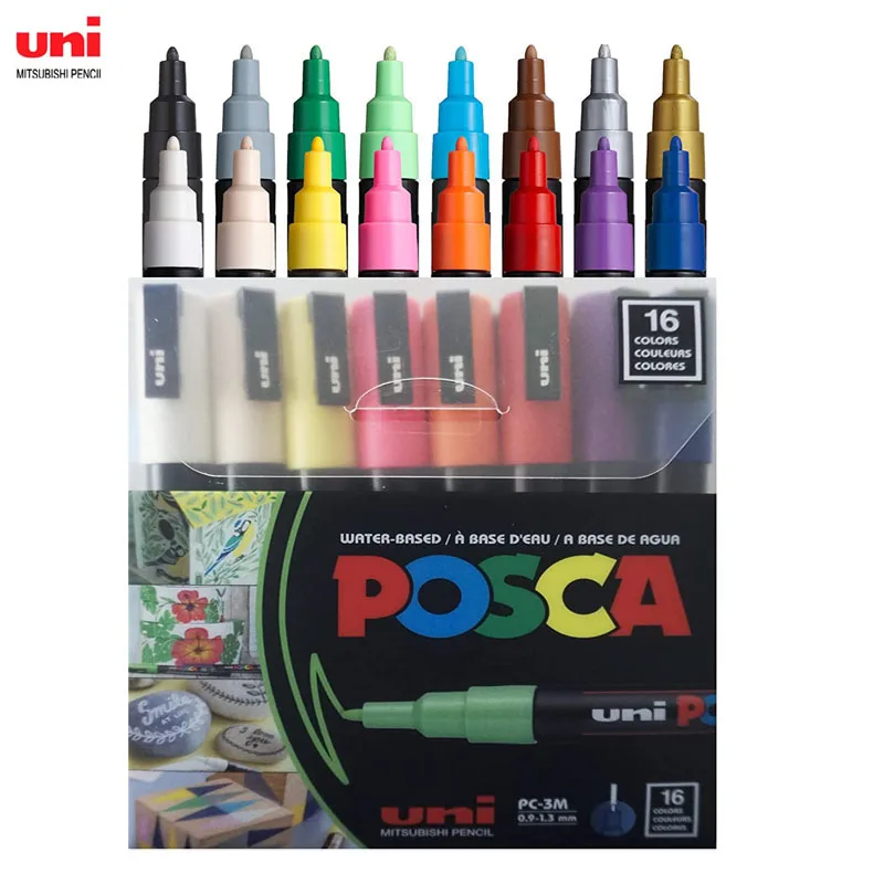 Japan UNI Water-based POSCA Series Marker Pen Painting Graffiti POP Poster  Advertising Marker Pen PC-3M 15/7/8 Color Set - AliExpress