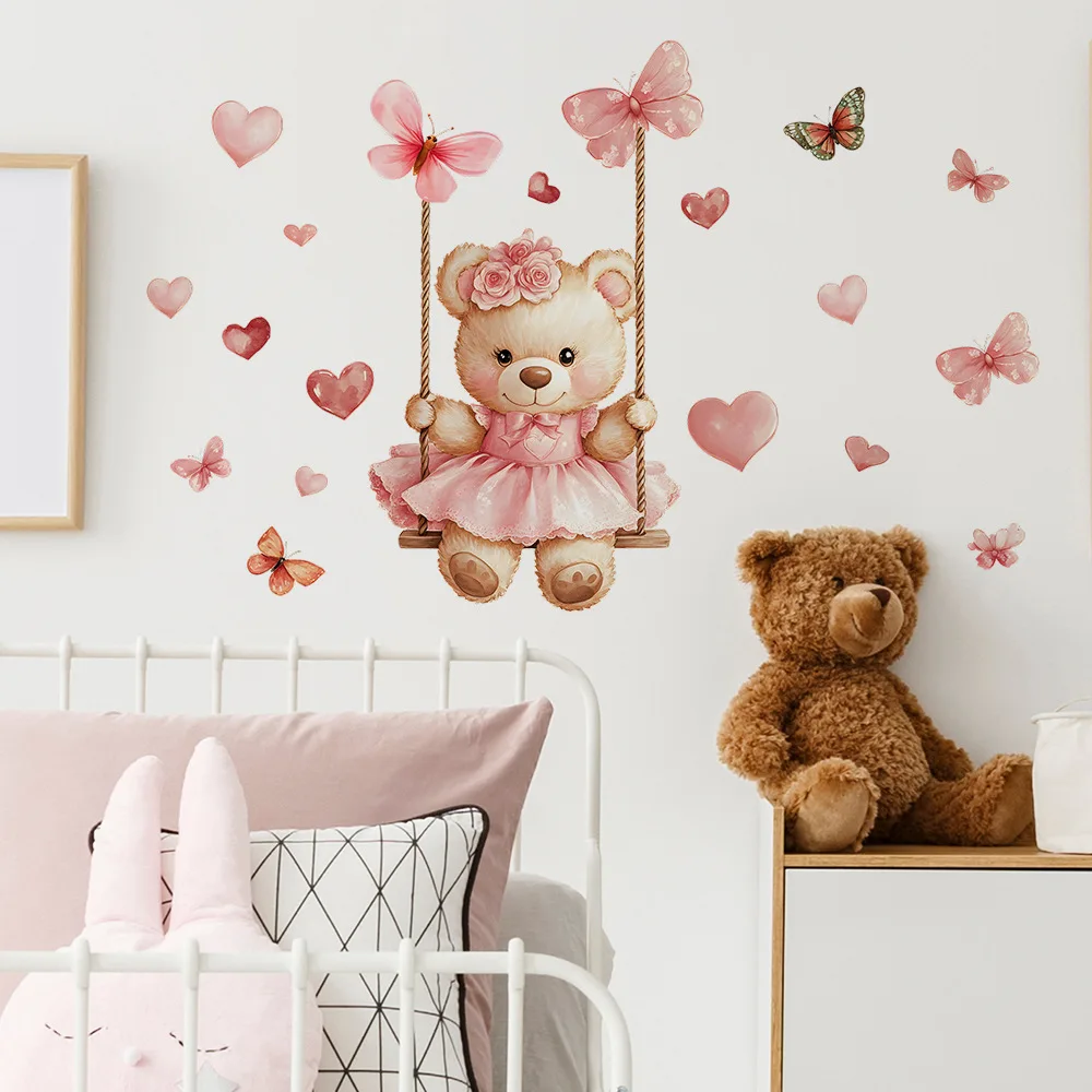 Bear Swing Butterfly Decor Wall Stickers 1