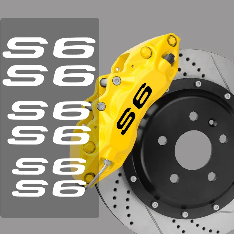 6Pcs Car Caliper Decal Adesivi In Vinile Impermeabile Per Audi S6 Logo Avant Dti 4.0Tfsi Black Edition Abt Tt S1 S2 S3 S4 S5 S7 S8