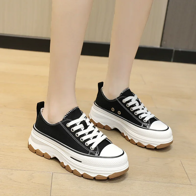 New Fashion Women Spring and Summer Korean Style Increased Thick Bottom Canvas Shoes Classic Canvas Shoes