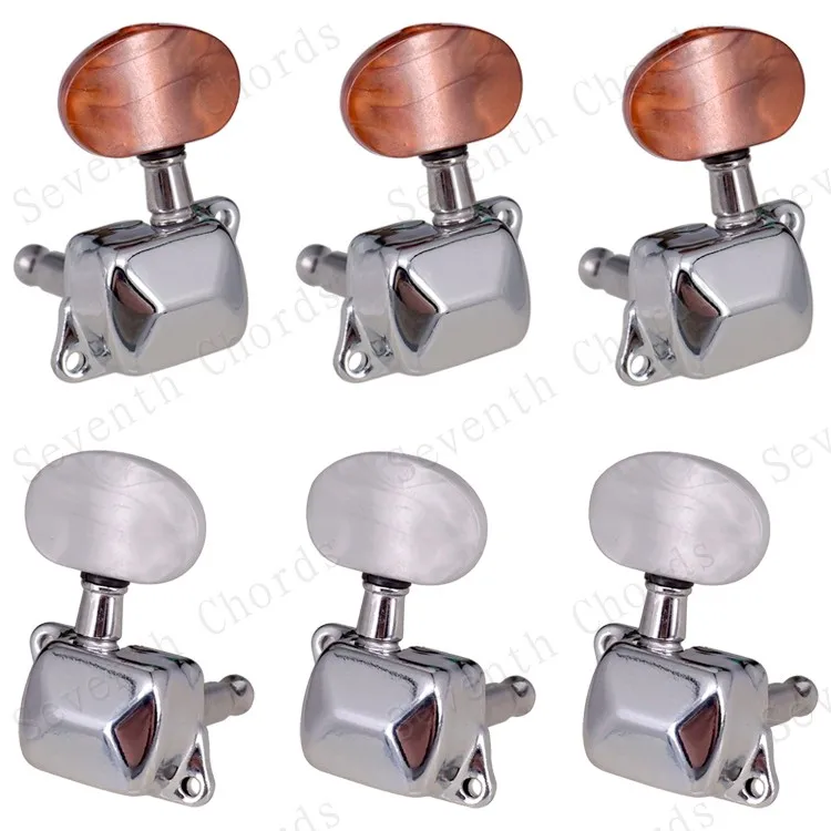 

A Set 6 Pcs Chrome Semiclosed String Tuners Tuning Pegs Keys Machine Heads for Acoustic Guitar (Big Oval Button)
