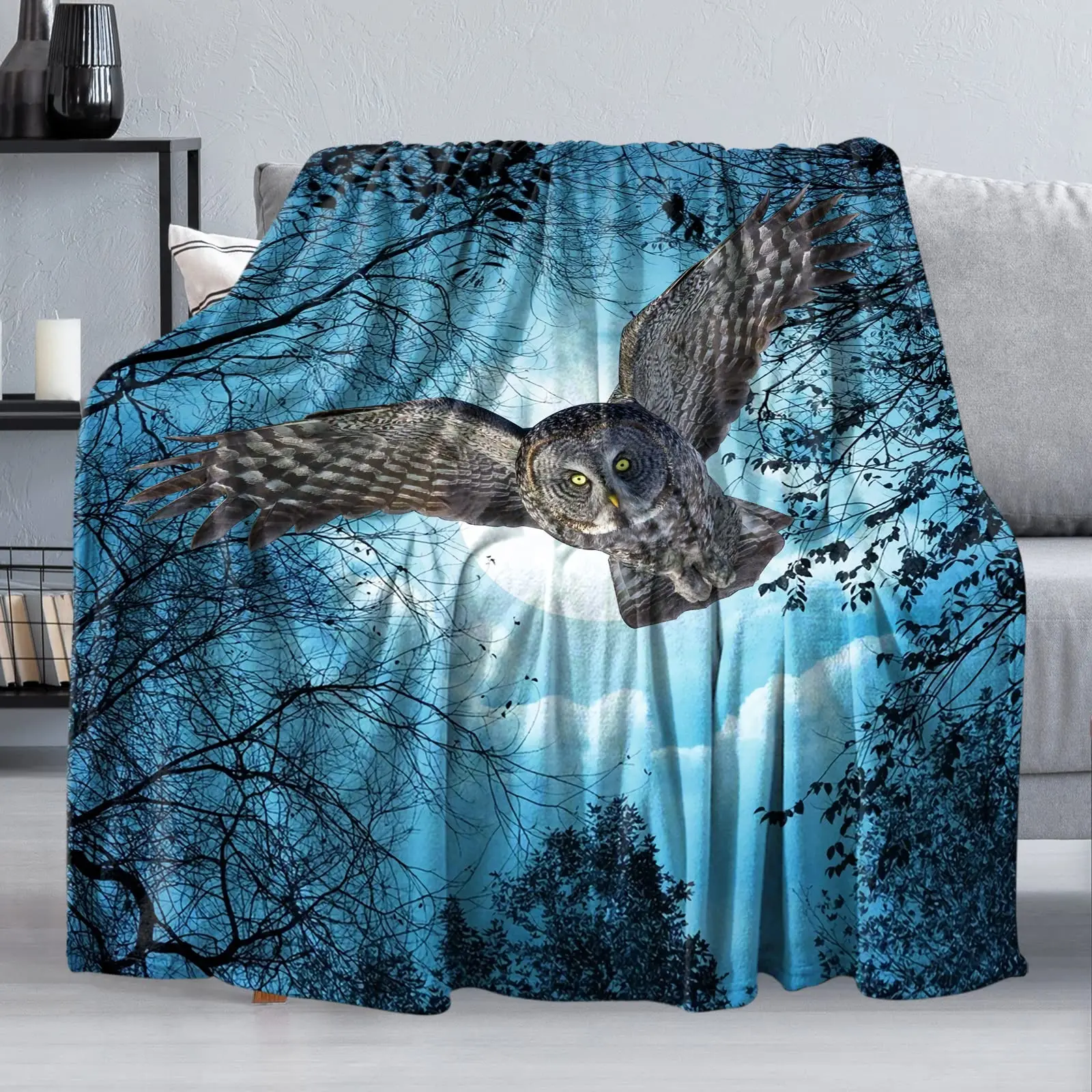 

Print Flannel Comfort Soft Warm Glow Owl Throw Blanket for Couch Bed Sofa for Teen Adults Birthday Gift Blanket Cool Owl Blanket