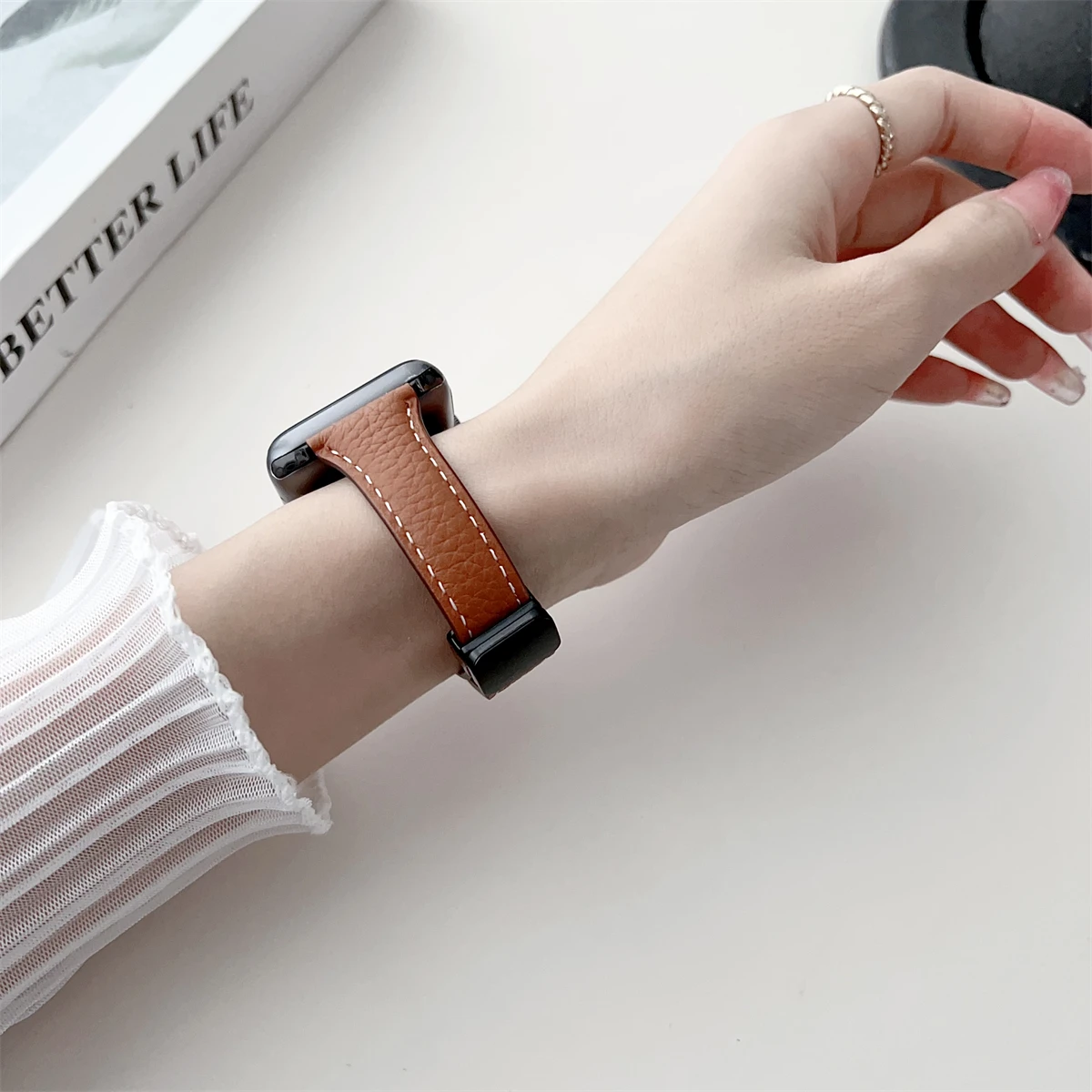 Cinturino orologio in pelle pu alla moda per tutte le serie smartwatch_voghion.com