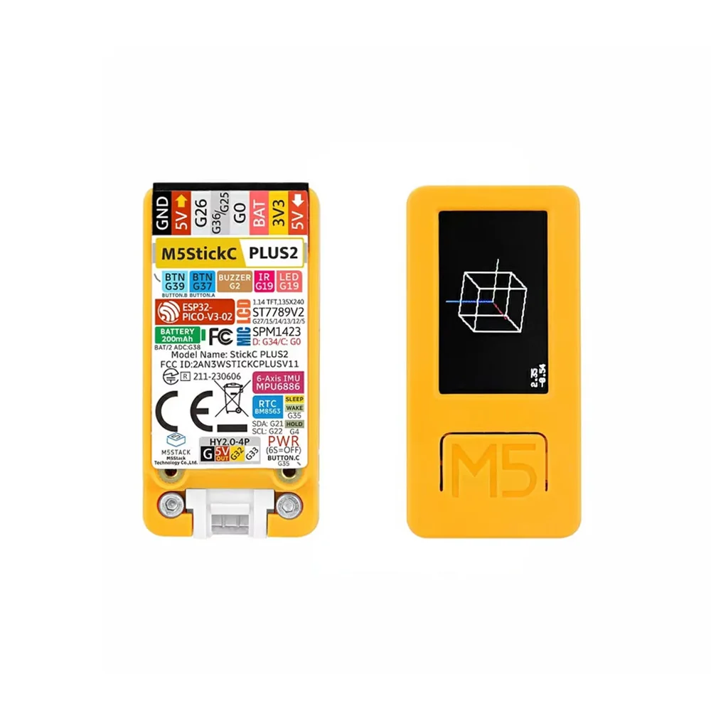 오리지널 미니 IoT 개발 키트, 와이파이 IR 1.14 인치 TFT 스크린, IoT 컨트롤러 ESP32-PICO-V3-02 칩, M5StickC PLUS2 ESP32