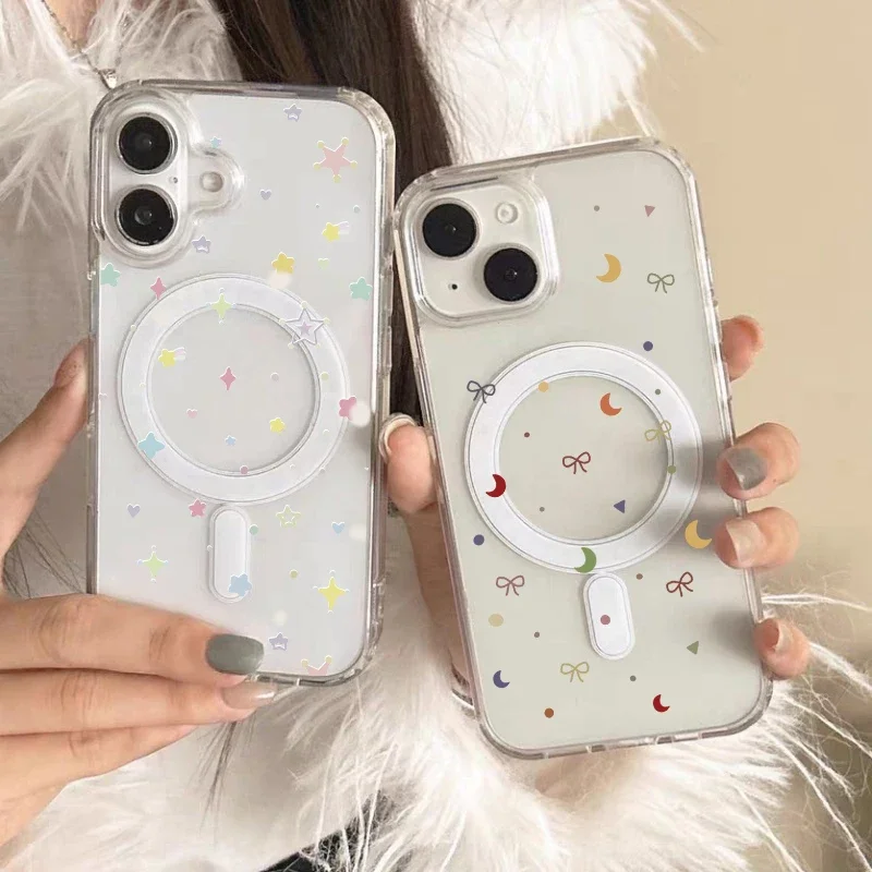 Elegant Star Bowknot Magnetic Wireless Charging Case Cover