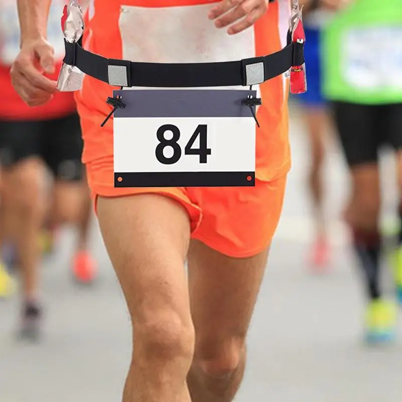Marathon Race Number Belt Elastic Race Belt Running Hydration Belt With Gel Holder Lightweight Breathable For TriathlonMarathon 3