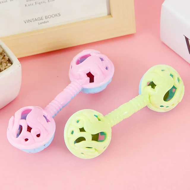 Hochet à main à Double tête, 3 pièces, jouets de fête pour enfants pour apaiser le bébé, petit jouet, jouet pour réception-cadeau pour bébé, cloche à main, cadeau 2