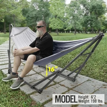 Double Hammock with Stand Included for 2 Persons/Foldable Hammock Stand 600 Lbs Capacity Portable Case - Outdoor Camping Hammock 2