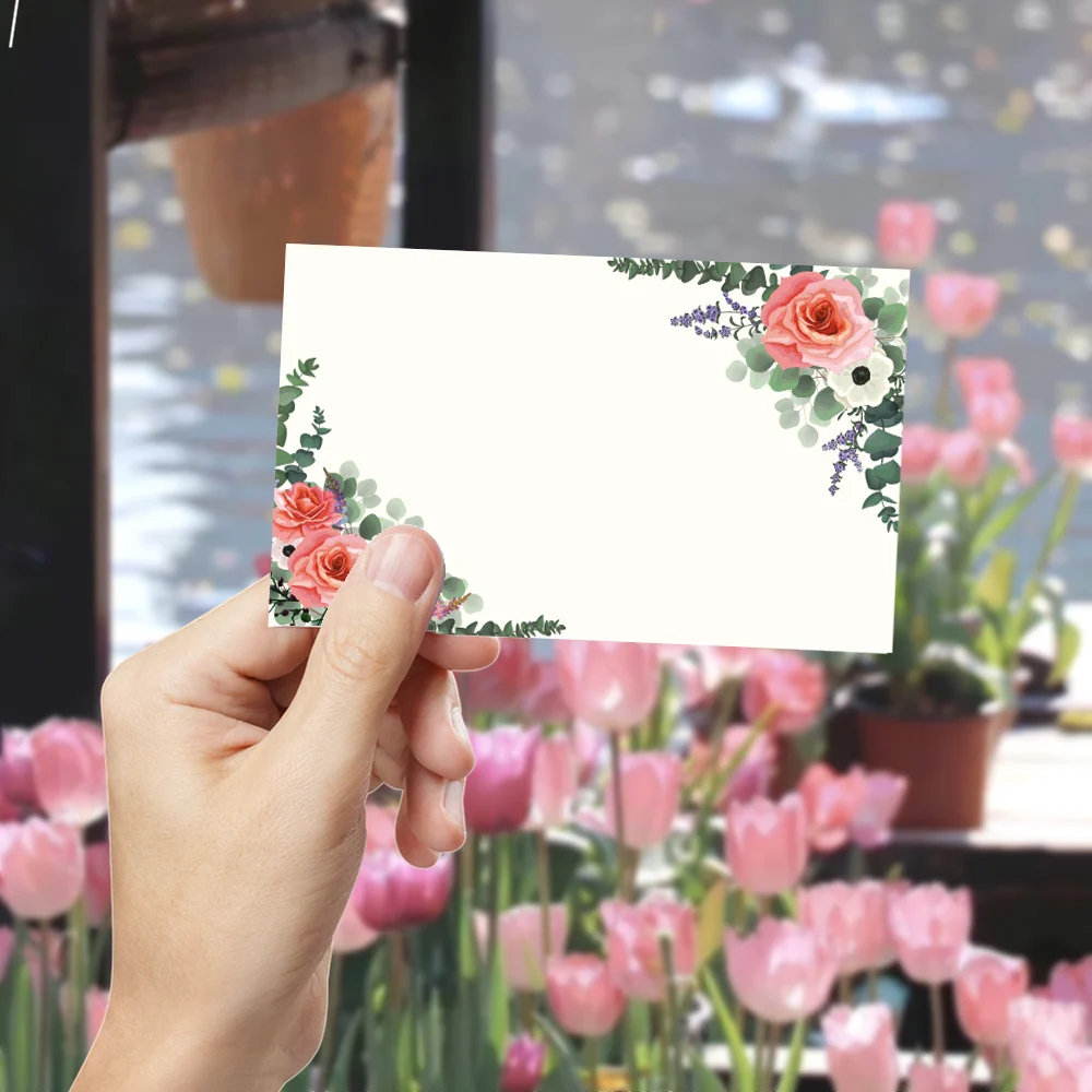 50개 꽃무늬 빈 인사말 카드, 수채화 질감, 낭만적인 자연스러운 느낌, 결혼식 생일 파티 감사 카드, 선물 태그