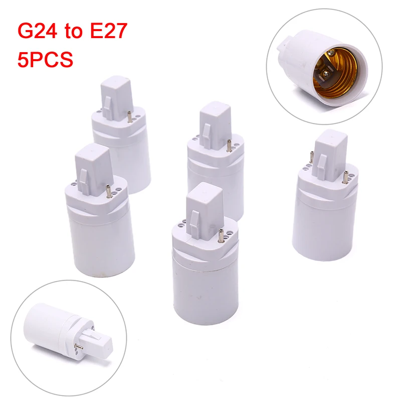 G24 Adapter 5PCS G24 To E27 Socket LED Lamp Adapter Flexible Extend Lamp Base LED ...