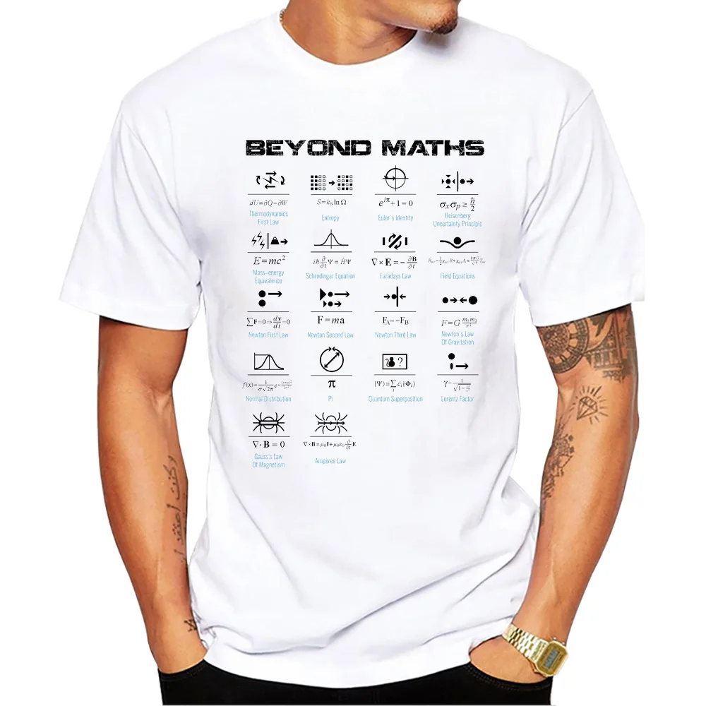 TEEHUB Vintage Beyond Maths Men's Tops Math Print T-Shirt O-Neck Men Tee Short Sleeve Pi Day Male Casual Streetwear_voghion.com