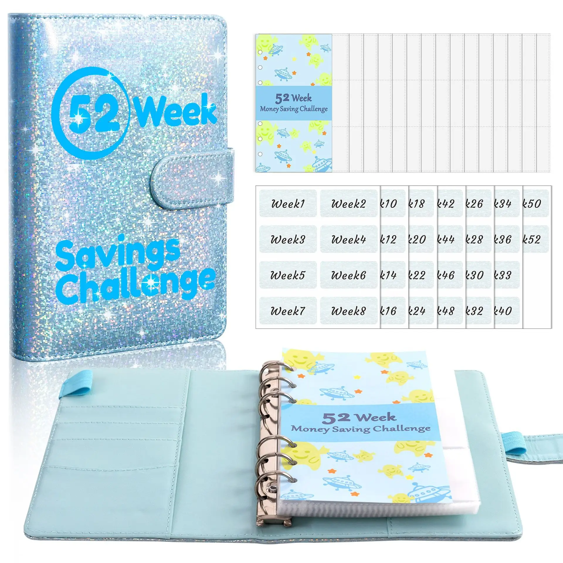 A6  52Week Savings Challenge52 Loose-Leaf Binder Budget Binder With Cash Envelopes Money Organizer System 2