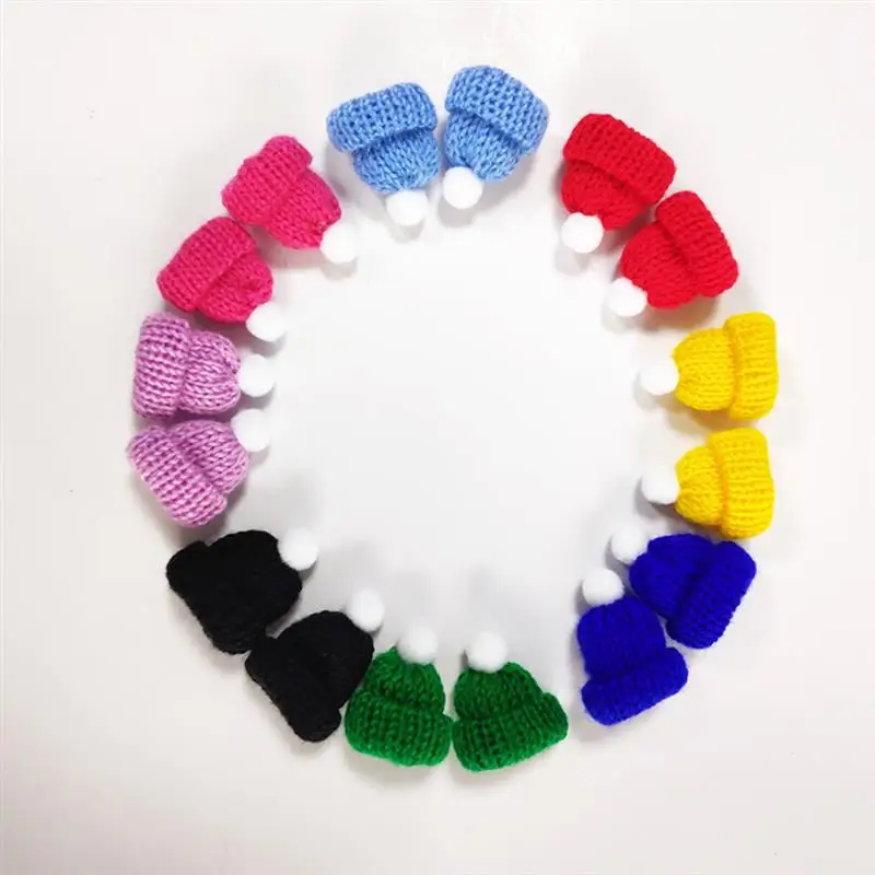 Mini Christmas Hats For Xmas Party Decor Knitted Small Santa Claus Hats Home Party DIY Handmade Crafts Accessory 10PCS christmas beanie hat