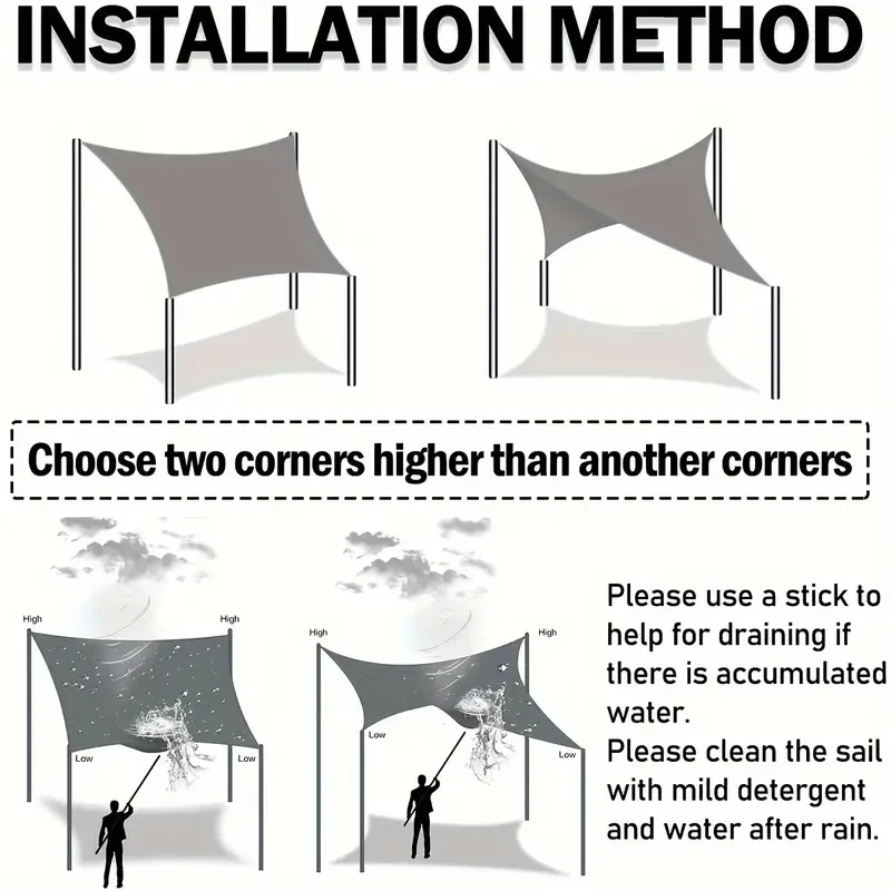 Waterproof sunshade, sunshade sail, sunshade tent, camping cloth, large outdoor canopy, garden terrace